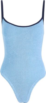 Hunza G Pamela Contrast Crinkle Swimsuit - Light Blue - One Size