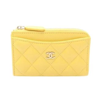 Chanel Pre-owned Wallets, female, Yellow, Size: ONE SIZE Pre-owned Matelasse Caviar Skin Coin Case