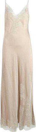 Carine Gilson nude silk crepe lace trimmed slip Size S