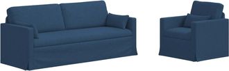 vidaXL Set Di Divani 2 Pz Blu Tessuto Vidaxl