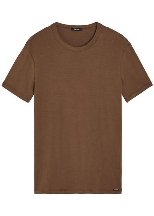 Tom Ford Crew-neck Stretch-cotton T-shirt - Brown - XL