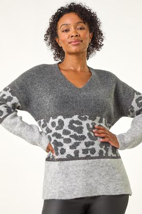 Roman Animal Colourblock Stretch Jumper