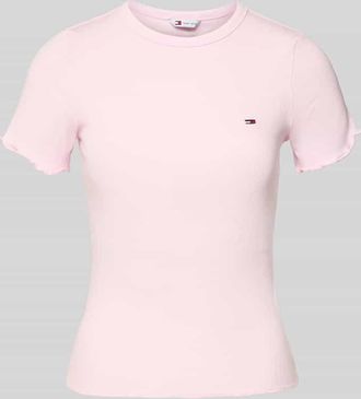 Tommy Jeans Slim Fit T-Shirt aus Baumwoll-Mix in Rosa, Gr&ouml;&szlig;e XL