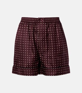 Saint Laurent Printed silk satin shorts