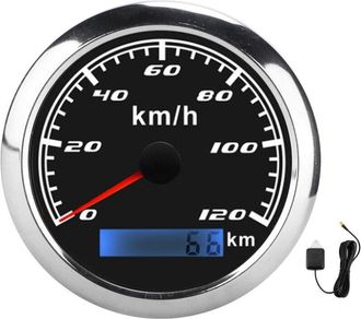 OEM Cuentakil&oacute;metros Gps Con Aguja Indicadora, 0-120 Km/h, 0-999999km, Ip67, 9-32vdc, Universal Para Coches, Camiones Y Barcos (esfera Negra)
