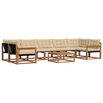 vidaXL Conjunto De Sof&aacute;s De Exterior Con Coj&iacute;n 8 Pcs Natural Y Beige Vidaxl