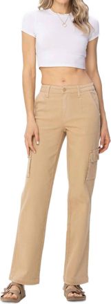 Judy Blue Cargo Straight Leg Pants In Khaki