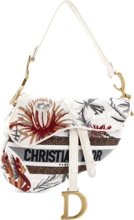 Dior Saddle Bag Logo Embroidered Canvas Medium shoulder bag - Grijs