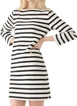 J.crew Mariner Cloth Shirtdress With Gold Buttons In Black/white