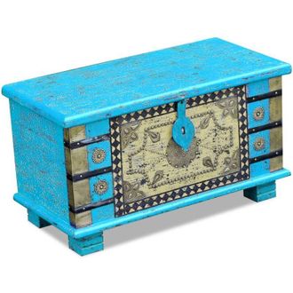 vidaXL Storage Chest Blue Mango Wood 80x40x45 cm Vidaxl