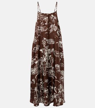Asceno Napoli printed silk twill maxi dress