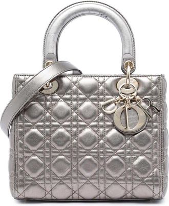 Dior Pre-owned Dior Medium Metallic Lambskin Cannage Lady Dior Ladies 0QGFE1YAYW3GLFY2