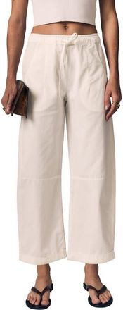 LE JEAN Mara Wide Leg Cotton Sateen Drawstring Pants in Soft White at Nordstrom, Size 30