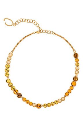 Oscar De La Renta Cascade Rhinestone Necklace in Topaz at Nordstrom