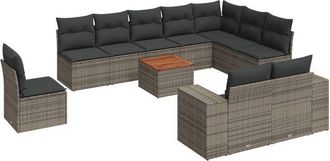 vidaXL Set De Sof&aacute;s De Jard&iacute;n 11 Pzas Y Cojines Rat&aacute;n Sint&eacute;tico Gris Vidaxl