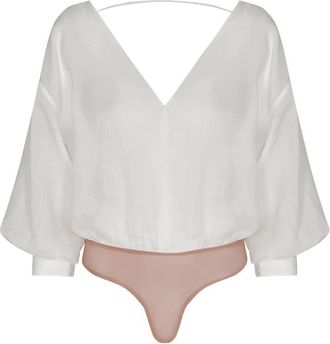Andres Otalora Womens Agua Clara V Front And Back Bodysuit In Off White