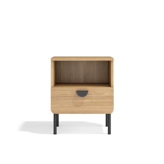 HERDASA Mesita de noche 1 caj&oacute;n roble dorado 55x40x34 cm