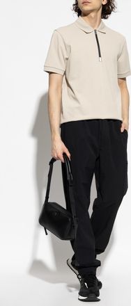 Moncler Polo With Logo Patch, Mens, Cream