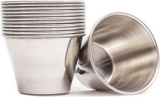 OEM Vasitos Para Salsa De Acero Inoxidable, Morteros Met&aacute;licos Multifuncionales, Vasos Dispensadores Individuales (12 Unidades, 70 Ml)