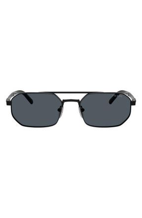 Prada 55mm Irregular Sunglasses in Satin Black /Dark Grey at Nordstrom