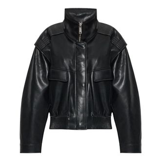Self Portrait Chaqueta de Cuero Sint&eacute;tico con Cuello Alto - Jackets - Mujer - Negro - 2XS