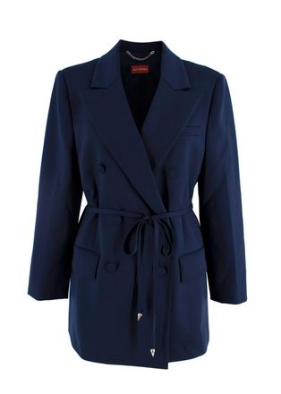 Altuzarra Navy Wool Blend Belted Tailored Jacket Size S