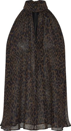 Rotate Leopard Print Sleeveless Top with Draped Silhouette