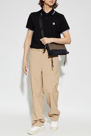 Moncler Polo With Logo Patch, Mens, Black
