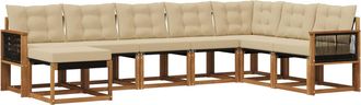 vidaXL Conjunto De Sof&aacute;s De Exterior 8 Uds. Natural Y Beige Vidaxl