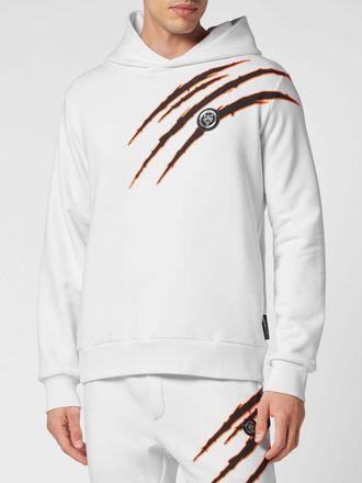 Plein Sport Cotton Hoodie with Graphic Print and Hexagon Logo