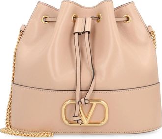 Valentino Garavani VLogo Signature Mini Bucket Bag - Dames - Schoudertassen - Roze - ONE Size - Leer - Tassen