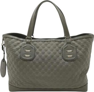 Gucci Pre-owned Tote Bags, female, Gray, Size: ONE SIZE Pre-owned Nylon Tote Bag