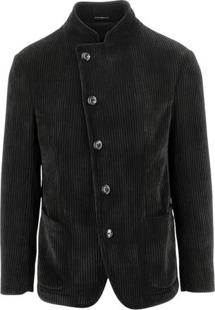 Emporio Armani Ribbed Blazer - Heren - Blazers - Zwart - XL - Leer - Jassen