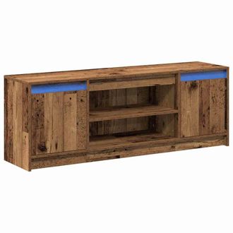Berkfield Home TV Cabinet with LED - Old Wood, 139.5x34x50 cm, Made from Enginee in Brown | Size: 139.5x34x50 cm