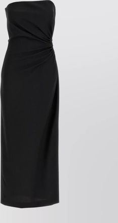 Max Mara silk gathered draped cutout asymmetric midi dress