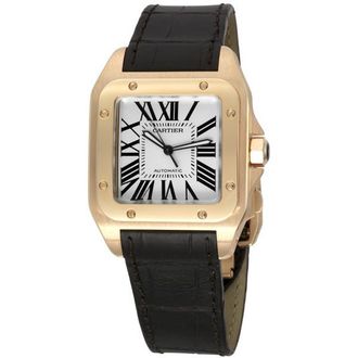 Cartier Pre-owned Cartier Santos 100 Silver Opaline Dial Mens Watch W20095Y1