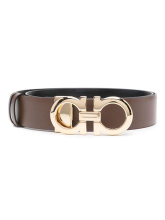 Ferragamo Cintura con logo caratteristico Gancini reversibile - Marrone