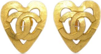 Chanel 1995 CC heart clip-on earrings - women - Gold Plated - One Size