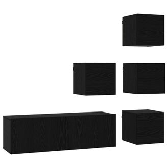 vidaXL Conjunto De Mueble De Tv 5 Pcs 100 X 30 X 30 Cm Roble Negro Vidaxl