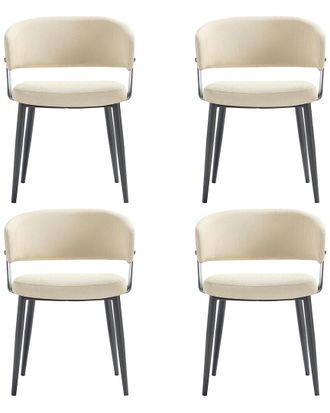 Manhattan Comfort Set Of 4 Luce Textured Leatherette Dining Chairs With Metal Legs