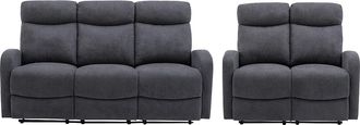 Vente-Unique Sofá de 3+2 plazas relax de tela gris EVELYN