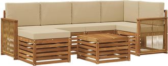 vidaXL Conjunto De Sof&aacute;s De Exterior 6 Uds. Natural Vidaxl