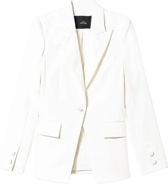Twinset Satijnen blazer met knoopsluiting - Dames - Blazers - Wit - 2XS - Satijn - Jassen