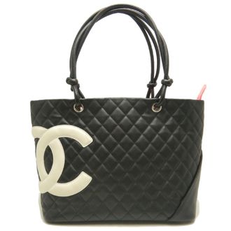 Chanel Black White Leather Tote Bag (Pre-Owned)