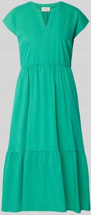 robe l&eacute;g&egrave;re Knielanges Kleid im Stufen-Look mit V-Ausschnitt in Gruen, Gr&ouml;&szlig;e 34