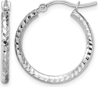 Diamond2Deal 10k Gold Diamond-cut 2mm Round Tube Hoop Earrings