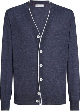 Brunello Cucinelli Cardigan con bottoni e scollo a V - Blu