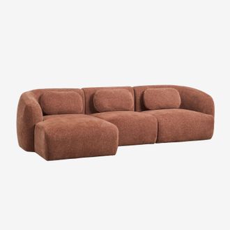 Sklum Sof&aacute; Modular Chaise Longue Izquierdo De 3 Piezas En Chenilla Coquette Sklum