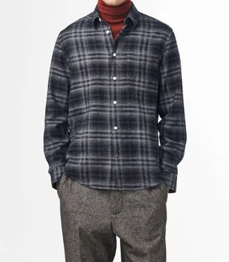 Nn.07 Arne Long Sleeve Shirt In Dark Grey Check