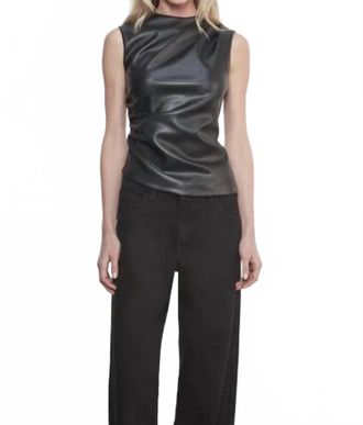 Enza Costa Leather Twist Top In Black
